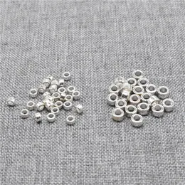 Pedras preciosas soltas 50 peças de prata esterlina 925, pequenas miçangas espaçadoras de rosquinha para colar pulseira 2,5 mm 3,5 mm