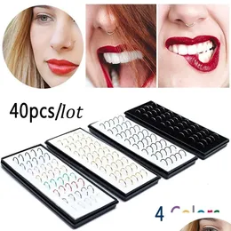 Nose Rings & Studs Nose Rings Studs 40Pcset Stainless Steel Colorf Fashion Hoop Ring For Women Body Jewelry Fake Septum Piercing Aro Dhyva