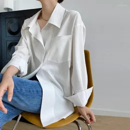 Women's Blouses Johnature Loose Languid White Shirt Women Spring Autumn 2024 Korean Back Button Solid Color Render All Match Shirts