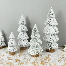 Christmas Decorations Mini Tree Ornaments Snow Pine 2024 For Home Desktop Xmas Navidad Year Gift DIY Crafts