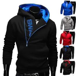 Tute da uomo Set da jogging Moda Sport Lettera Felpa con cappuccio Giacca pullover con cerniera obliqua