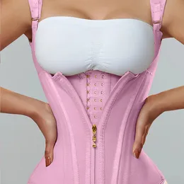 Fajas colombianos cintas com fivela de linha e zíper pós-parto espartilho cintura trainer corpo shaper para mulheres sexy moldar curva 240124