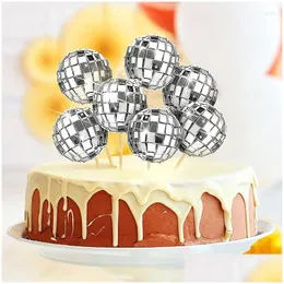 Inne świąteczne zapasy imprezowe 12PCS disco Ball Cake Toppers 80s 90s Retro Decor Night Fever Dance Urodziny Drop dostaw