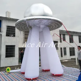 wholesale 8mH (26ft) With blower Amazing Giant Inflatable UFO Dome Silver Flying Saucer Dome For Event Decorations