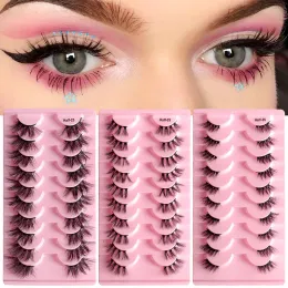 Halva falska ögonfransar med färg Natural Crisscross Messy Soft Fake Lashes Extensions Multi-nivå Curling Ashes