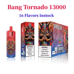 Оригинальные одноразовые электронные сигареты Bang Tornado 13000 затяжек 13 тыс. 0% 2% 5% 23 мл предварительно заполненный картридж с сетчатой катушкой 650 мАч перезаряжаемая батарея-ручка 20 мл комплект коробки с предварительно заполненным картриджем
