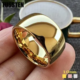 Обручальные кольца TUSSTEN 10 мм позолоченное вольфрамовое кольцо для мужчин и женщин, обручальное кольцо для пар, модный драгоценный камень, бесплатная доставка