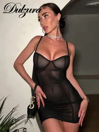 Casual Dresses Dulzura Summer Mesh See Through Sexy Y2K Clothes Sleeveless Backless BodyCon Mini For Women 2024 Club Party Elegant