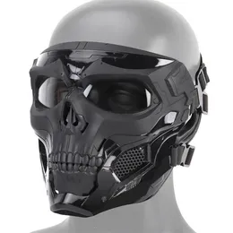 Halloween esqueleto airsoft máscara rosto cheio crânio cosplay masquerade festa máscara paintball jogo de combate militar rosto protetor mas y283g