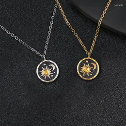 Anhänger Halsketten Retro Böhmischen Stil Halskette Für Frauen Gold Farbe Splitter Sonne Mond Party Schmuck Geschenke