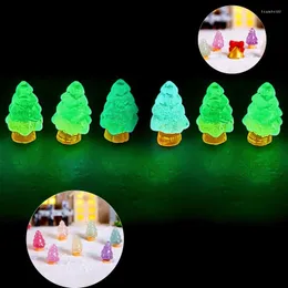 Decorative Figurines 10Pcs Luminous Mini Trees Micro Landscape Ornament Glowing In Dark Miniature Garden Plants Potted Statue Christmas