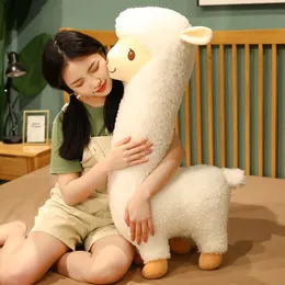 33/53cm 흰색 갈색 알파카 플러시 인형 아기 귀여운 동물 인형 소프트 코튼 박제 인형 주택 소프트 장난감 수면 스토링 플러시 장난감 240118