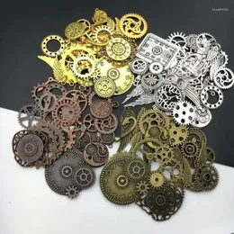 Charms 15st Vintage Metal Zinc Alloy blandade två klockhängen Steampunk för DIY -smycken