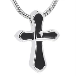 IJD10026 Silver and Black Color تصميم فريد من نوعه Cross Cremation Pendant Men Women Gift Durn Necklace Hold One Ashes Casket255n