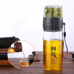 Portátil 400ml garrafa de infusor de chá garrafa de água de plástico filtro de chá chinês bule de chá resistente ao calor viagem ao ar livre bule de kung fu 240119