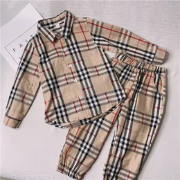 Freizeithemd Deisnger Kinderkleidung Kinder Frühling Langarm Britisches Plaid Jungen Babykleidung Frühling Herbst Top mit Unterhemden Trend CSD2402036