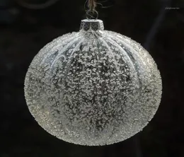 Decorazioni natalizie Diametro 6 cm Sfera di vetro a strisce Globo trasparente con chip Ciondolo albero Ornamento Palla14770565