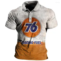 Herren Polos Vintage Poloshirts Casual Male Golf Man Button Sommer T-Shirt Top Urlaub Revers Kurzarm T-Shirt 3D-Druck Kleidung