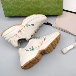 Rhyton Tasarımcı Ayakkabı Erkek Kadın Platform Spor Sabahları Ace Screener Canvas Sıradan Moda Eski Baba Ayakkabı Erkekleri Lüks Vintage Logo Tıknaz Deri Basılı Eğitimler 1.25 33