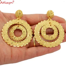 Baumelnde Ohrringe Adixyn Handarbeit Schneiden Tropfen Frauen Schmuck 24K Gold Farbe African Dubai Geschenke N01313