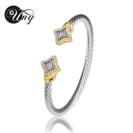 Uny Jewel Jewelery Twisted Wire Cable Bracelet Antique Luxury Designer Brand Vintage Love Christmas Gift Women Cuff Bangle240125