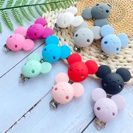 10 pçs bebê chupeta clipes perle silicone mouse mordedor contas diy bebê manequim corrente clipes de enfermagem para chupeta acessórios de corrente 240125