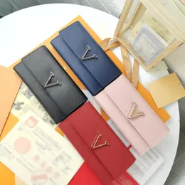 Äkta läderdesigner handväska mode lång handväska 5a vanligt omslag kvinnors kreditkort klassiska fickdesigner purses lyxhållare lyxiga designer plånböcker