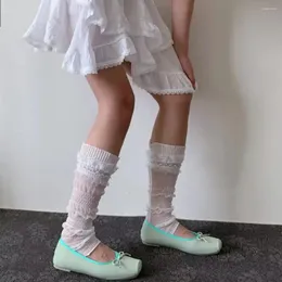 Kadın Çorap Yaz Dantel Bacak Orta Tüp Bale Tarzı JK Lolita Nefes Alabilir İnce Buzağı Y2K KAPAK KAYA PARTI
