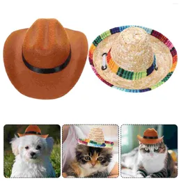 Vestuário para cães 2pcs Chapéus de gato - Chapéu Sombrero para animais de estimação Acessório de fantasia de Natal Headwear