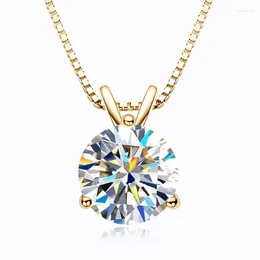 Pendants IOGOU 1-2 D Color Moissanite Pendant Necklace Solid 925 Sterling Silver Diamond Engagement Jewelry Accessories