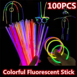 Dekoracja imprezy 100/200pcs blask patyki fluorescencyjne w ciemnej bransoletki Naszyjnik neonowy