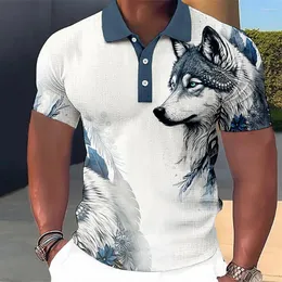 Polo da uomo Polo con animali 3d WolfEagle Stampa Abbigliamento da uomo di alta qualità Estate Casual Maniche corte Allentato Top oversize Tee