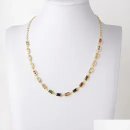 Ожерелья с подвесками, женские 18 18K с покрытием, цепочка с радужными кристаллами, длинное ожерелье, доставка, ювелирные изделия, ожерелья, подвески Dhqmv