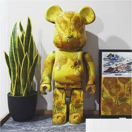 Filmspel Bearbrick Violent Bear Van Gogh Self-Portrait Plating Qianqiu Building Blocks Sunflower Ornament Tide Doll Blind Box28C DHGBN