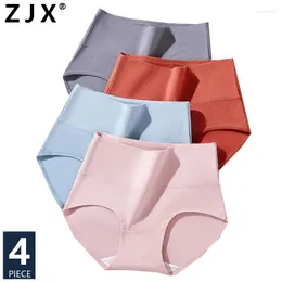 Kadın Panties artı Boyut M-3XL 4pcs Yüksek Bel Pamuklu Kadın Vücut Şakacı İç çamaşırı Nefes Alabaş Külot Bayanlar Kılavuz Katı kadın iç çamaşırı