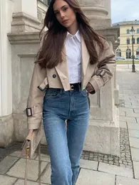 Women's Jackets Women Jacket 2024 Fashion Short Long Sleeve Coat Waistband Vintage Button-up Outerwear Chic Overshirt