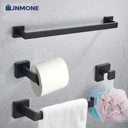 Top 1 Siyah Banyo Aksesuarları Kit Duvara Monte Havlu Raf Tuvalet Kağıdı Tutucu Tutucu Askı Hook Fırçalı Altın Donanım Seti 240123