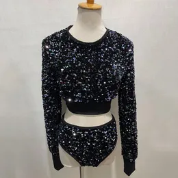 Scene Wear Shiny paljetter Jazz Dance Costume Nightclubt Bar Gogo Dancing Outfit Tops Shorts Party Rave Clothing Pole VDB3171