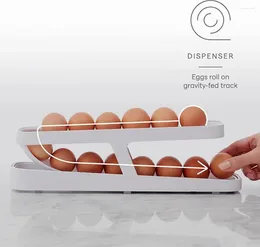 Butelki do przechowywania Rolling Egg Uchwyt spiralny pojemniki na pudełka Organizatory dozowników - domowe przesuwane lodówka automatyczne gadżety kuchnia