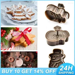 Baking Moulds Stamp Biscuit Mold 3D Cookie Plunger Cutter Christmas Tree Cake Mould Cutters 2024 Xmas Tools