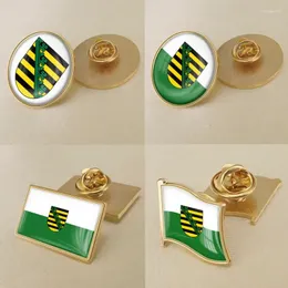 Broches brasão de armas saxônia alemanha bandeira broche crachás alfinetes de lapela