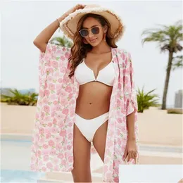 Halsdukar Summer Beach Poncho Flower Print SunSn Loos