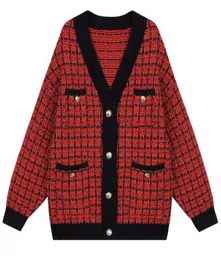 고품질 가을 겨울 새로운 패션 2020 디자이너 스웨터 카디건 여성 vneck 럭셔리 구슬 짜는 니트 자켓 외부 옷 cx27492713