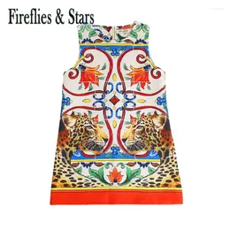 Girl Dresses Summer Quality Girls Sleeveless Dress Baby Kids Brand Vestidos Children Clothes Cartoon Tiger Totem Print 3 To 10 Yrs