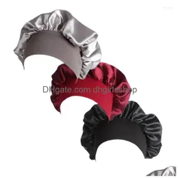 Berets 32 X32Cm Sleep Cap Lady Slee Hair Wrap Miss Stretchy Headbands Drop Delivery Dhjb7