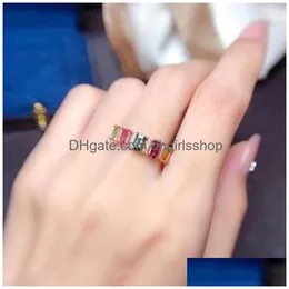 حلقات الكتلة طبيعية حلقة التورمالين MTI-Color for Woman M 5mm Sier 925 Gemstone Jewelry Drop Drop