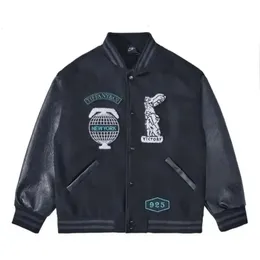 2023SS Black Baseball Jackets Men Men Designer Kurtka Tiffany skórzana rękaw New York Męskie płaszcze 925 328 614