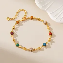 Braccialetti a maglie Forma geometrica Bracciale in oro placcato in rame smaltato multicolore per donna Gioielli di moda glitter B018