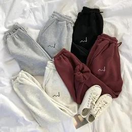 Kvinnors byxor harajuku joggar fleece varm höst vinter tröjor kvinnor baggy vintage jogging sport hög midja byxor streetwear