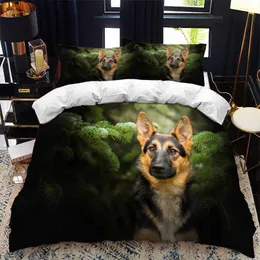 Conjuntos de cama Pastor Alemão Duvet Cover Set King / Queen Size Purebred Hound Animal Crianças Bonito Cachorro Filhote de Cachorro Poliéster Quilt